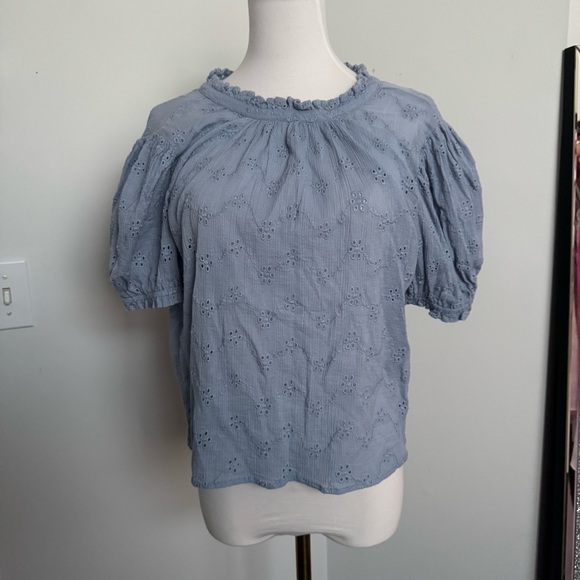 Free people letters to Juliet baby blue eyelet top XS - Picture 5 of 8